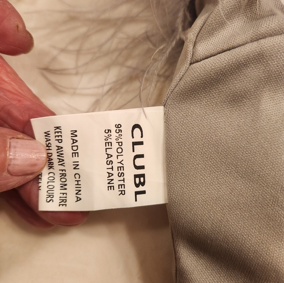 Club L LONDON Gray Ostrich  Feathered Tube Top - Picture 6 of 8